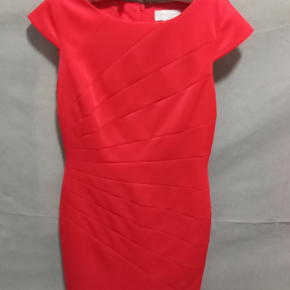 Brilliant orange lined dress